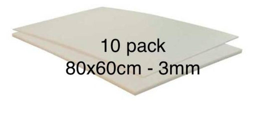 10 pcs Depron foam 3mm (G3) white ± 80x60cm (31,5"x23,5")	5m2