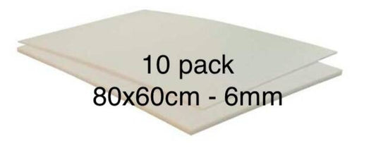 10 pcs Depron foam 6mm (G6) white ± 80x60cm (31,5"x23,5") 5m2