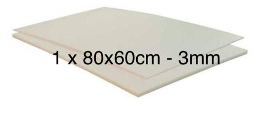 1 pc	Depron foam 3mm (G3) white ± 80x60cm (31,5"x23,5") 0,5m2