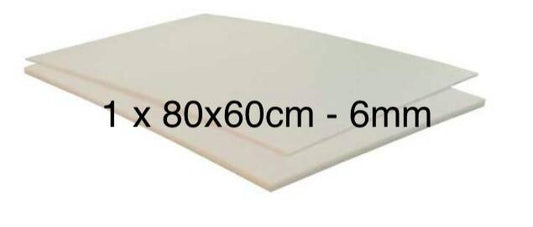 1 pc	Depron foam 6mm (G6) white ± 80x60cm (31,5"x23,5") 0,5m2