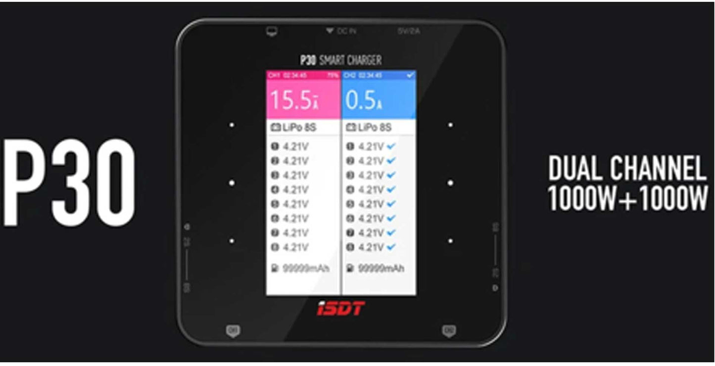ISDT P30 DUAL CHANNEL 1000+1000W SMART CHARGE MIT BLUETOOTH ANBINDUNG Ladegerät