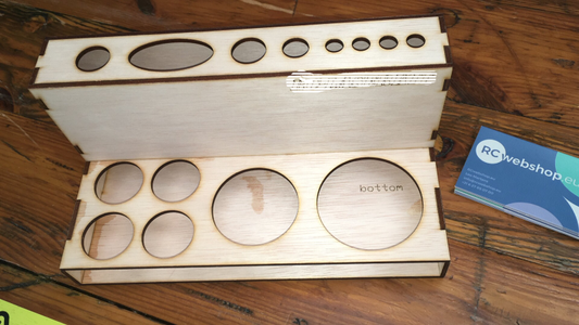 Glue storage rack wooden  (Lijmrek) incl RCWebshop.eu logo