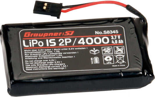 GRAUPNER SENDERAKKU LIPO 1S 2P 4000 MAH 3,7 VOLT S-AKKU TX MZ-24, MZ-18, MC-26