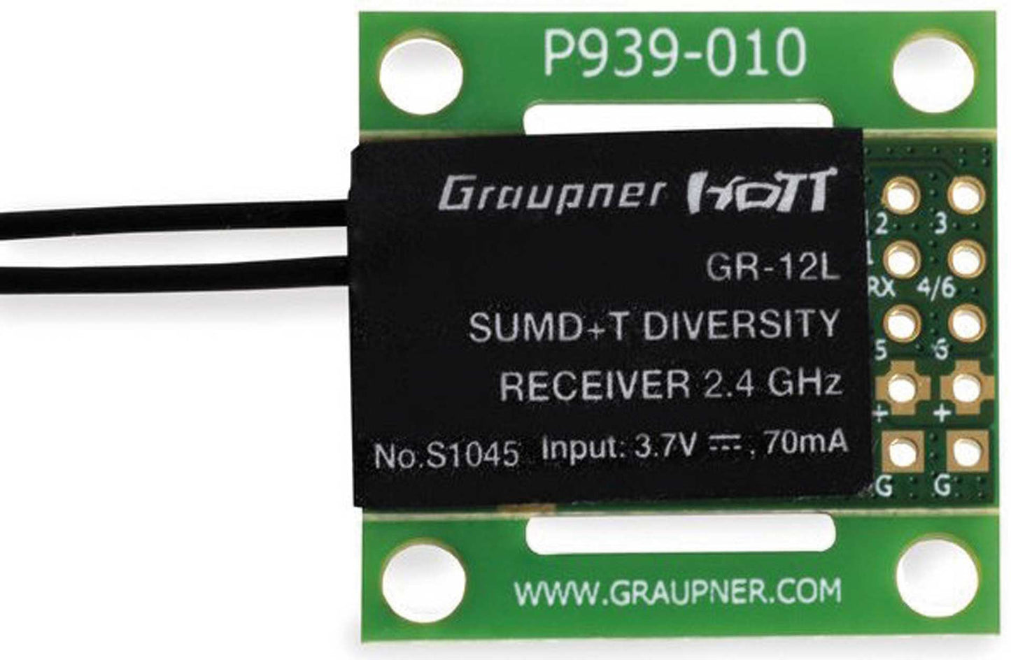 GRAUPNER GR-12L SUMD+T 2 Antennen PCB Empfänger