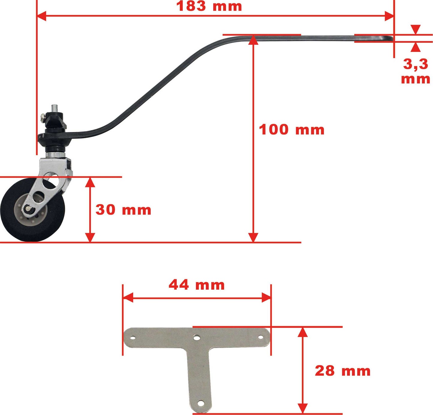 Robbe Modellsport Heckfahrwerk Carbon gross lenkbar mit Rad 30mm
