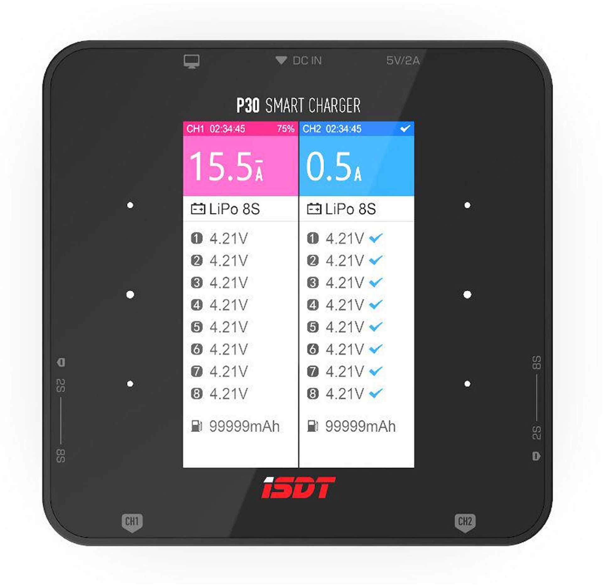ISDT P30 DUAL CHANNEL 1000+1000W SMART CHARGE MIT BLUETOOTH ANBINDUNG Ladegerät