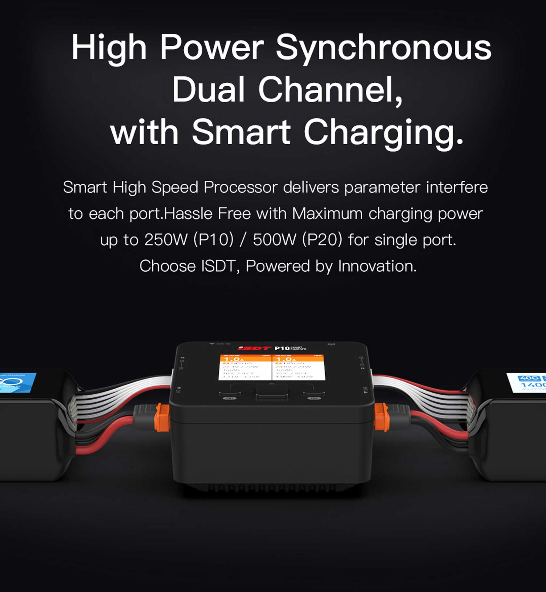 ISDT P10 Dual Smart Charger 1-6A 250W (x2) 10A (2x) 400W/16A parallel Ladegerät