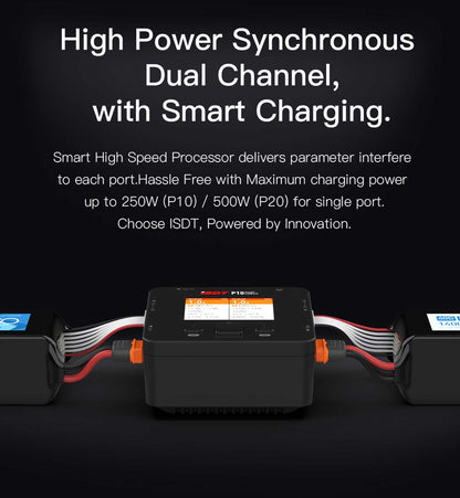 ISDT P10 Dual Smart Charger 1-6A 250W (x2) 10A (2x) 400W/16A parallel Ladegerät