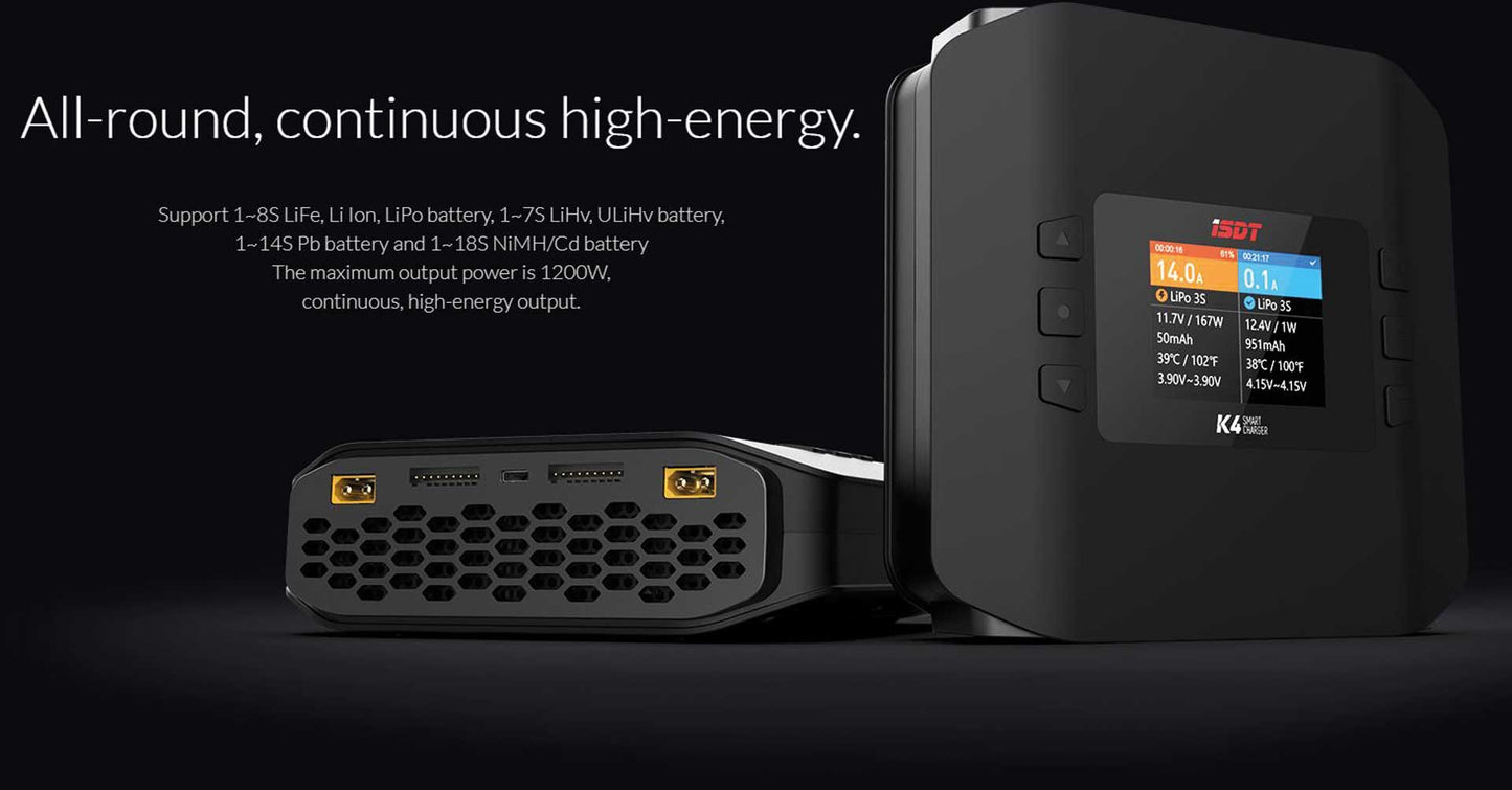 ISDT K4 Smart Charger AC/DC 1-8S / 2x 20A 2x 600W