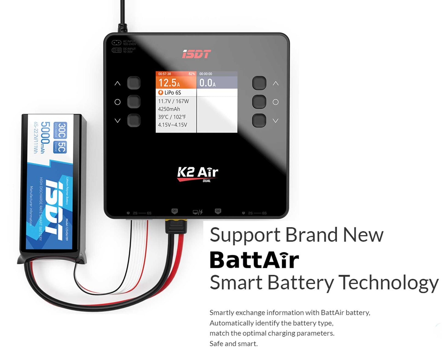 ISDT K2 Air Dual Charger 200 (500)W x2 AC/DC 1-6S ladegerät mit BattAir Technologie