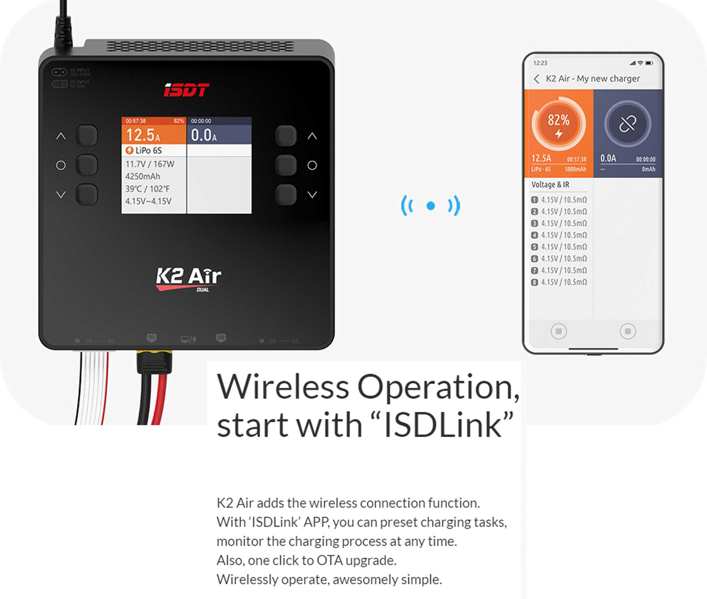 ISDT K2 Air Dual Charger 200 (500)W x2 AC/DC 1-6S ladegerät mit BattAir Technologie