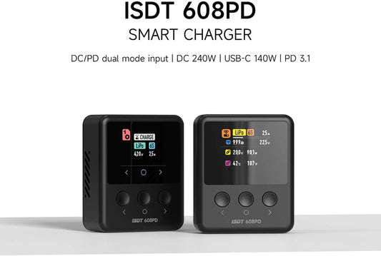 ISDT 608PD Smart Charger DC 240W/10A USB C 140W/5A 1-6S Lipo