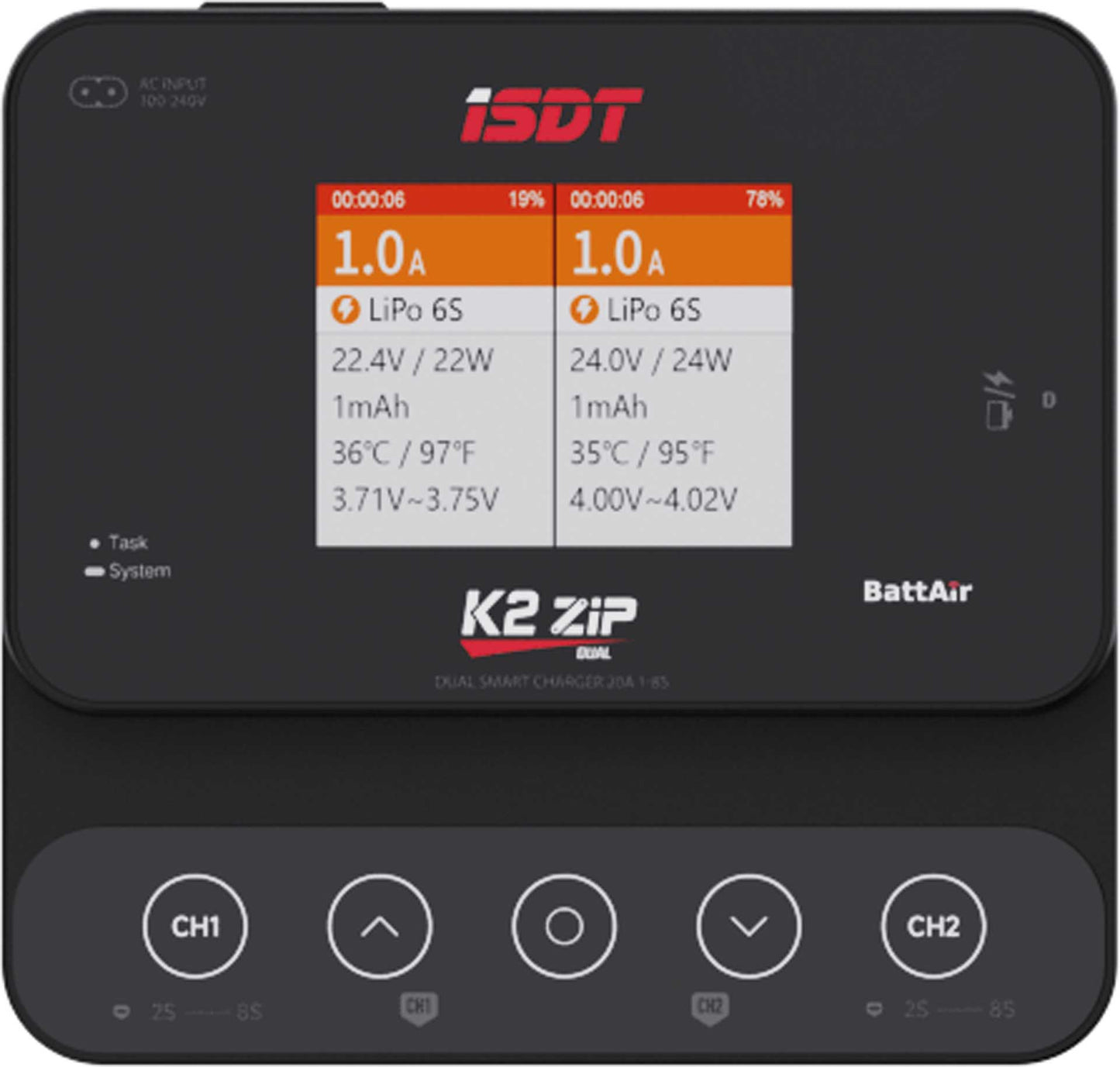 ISDT K2Zip AC/DC Dual Channel Smart Ladegerät -20A, 1-8S