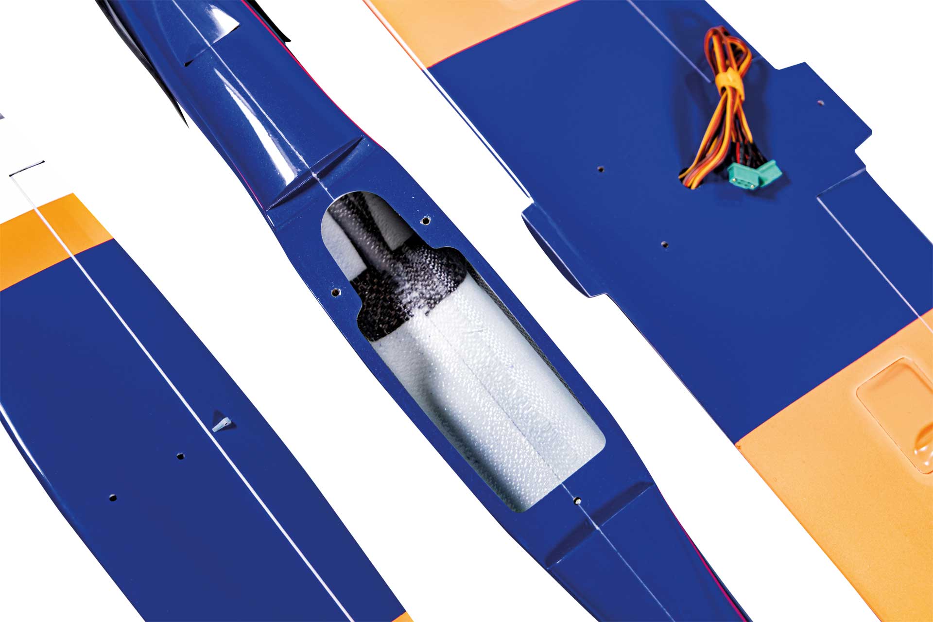 Robbe Modellsport Amplitude PNP Voll-GfK/CfK Hotliner Neon Orange/Blau, eingebaute Servos und Antrieb