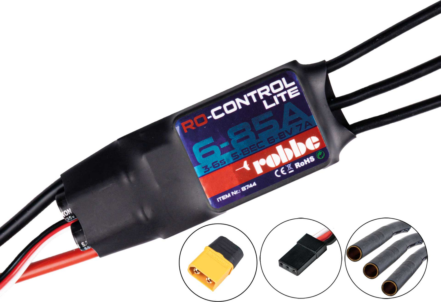 Robbe Modellsport RO-CONTROL 6-85 LITE 3-6S-85(100A) XT-60 (6)8V 7A S-BEC, / 3,5mm Goldkontakt