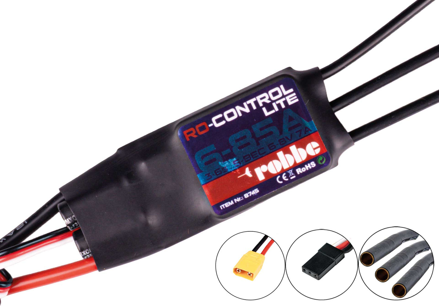 Robbe Modellsport RO-CONTROL 6-85 LITE 3-6S-85(100A) XT-90 (6) 8V 7A S-BEC, XT-90/4mm Goldkontakt