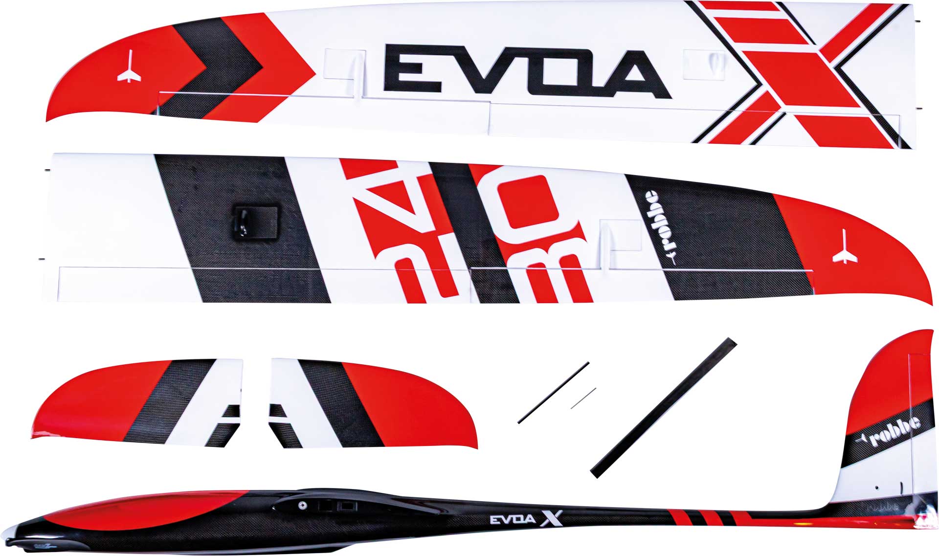 Robbe Modellsport EVOA 3.0 "X" ARF Voll-CARBON "Elektro" HOCHLEISTUNGSSEGLER MIT 4-KLAPPENFLÜGEL